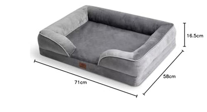 Bedsure Orthopedic Dog Bed – Grey with Bolster, Waterproof & Supportive Design