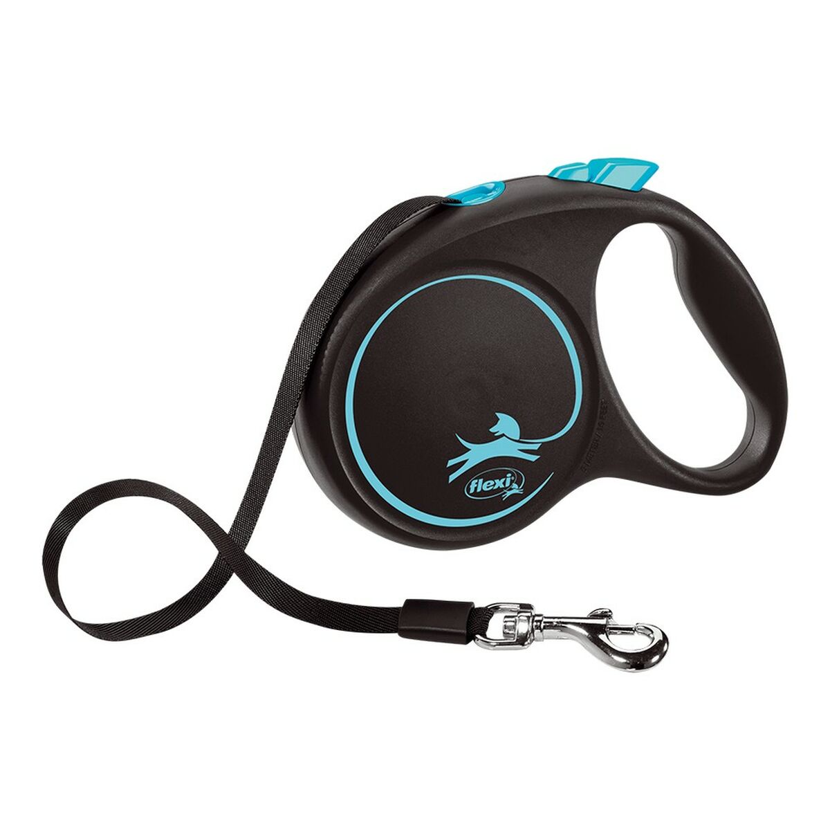 Dog Lead Flexi BLACK DESIGN - Blue: Style and Function Combined!