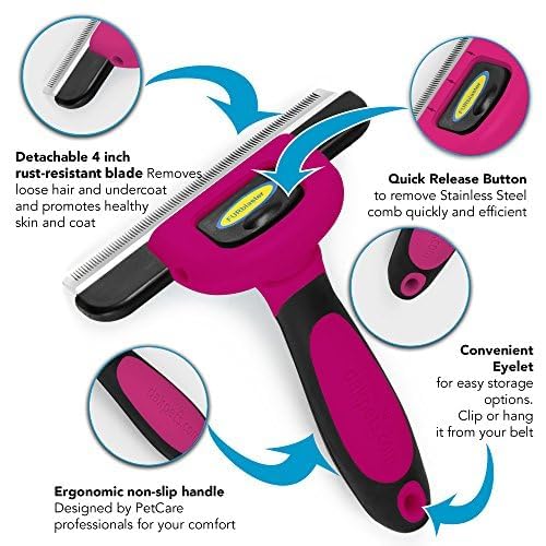 DakPets Deshedding Brush – Pink, Stainless Steel, Effective & Durable