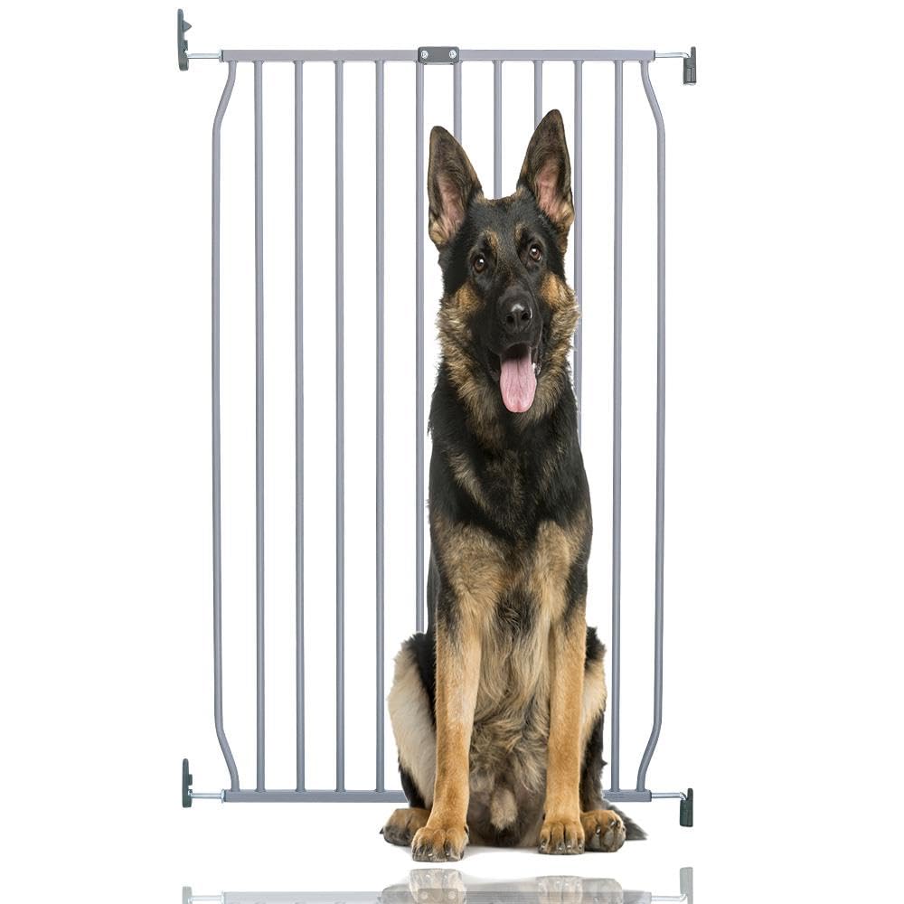 Extra Tall Eco Screw Fit Pet Gate, Grey, 70cm - 80cm, Extra Tall Gate 100cm in Height, Screw Fitted Dog Gate, Safety Gate for Puppy