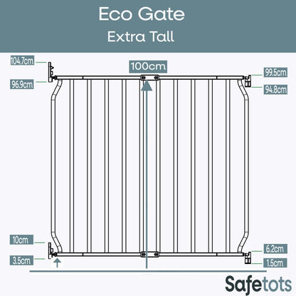 Extra Tall Eco Screw Fit Pet Gate, Grey, 70cm - 80cm, Extra Tall Gate 100cm in Height, Screw Fitted Dog Gate, Safety Gate for Puppy