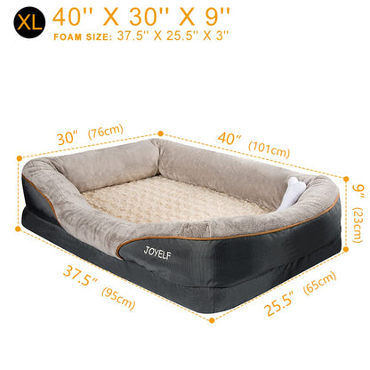 Large Memory Foam Dog Bed, Orthopedic Dog Bed & Sofa with Removable Washable Cover and Squeaker Toys as Gift