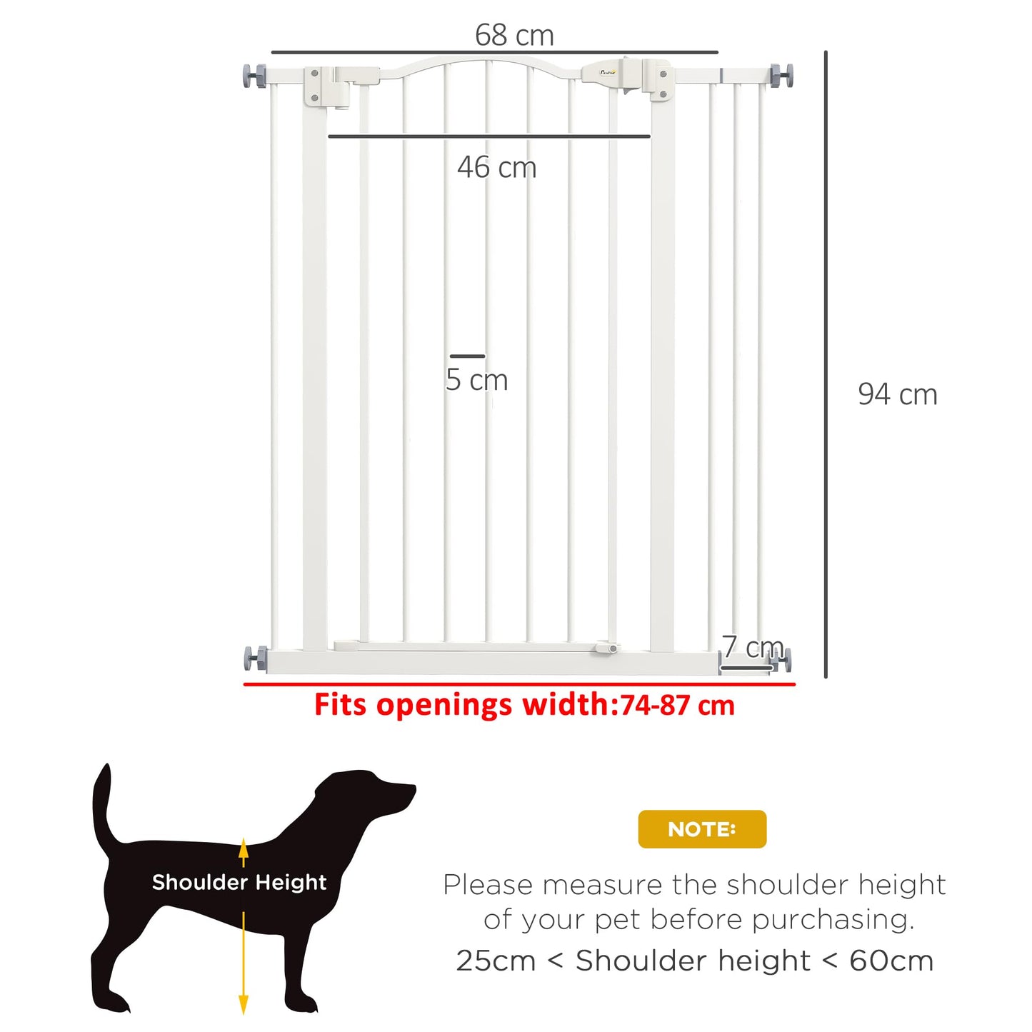 PawHut Adjustable Pet Gate with Double-Locking System - White