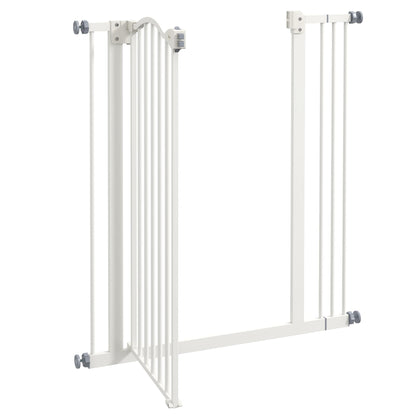 PawHut Adjustable Pet Gate with Double-Locking System - White