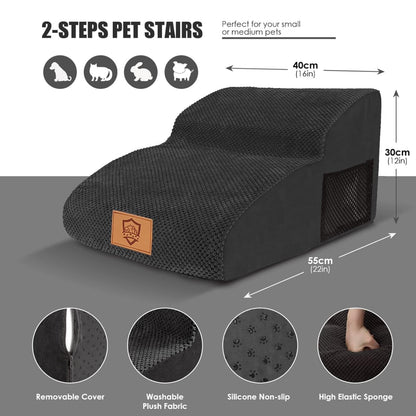 Myiosus 2-Step Dog Stairs – Safe & Stylish Pet Ramp for Small Dogs