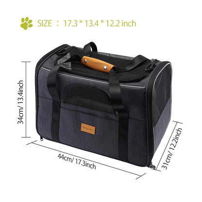 Pet Carrier Bag, Top Opening, Removable Mat and Breathable Mesh, Foldable Transport Bag for Dogs, with Shoulder Strap and Pet Bowl, Gray