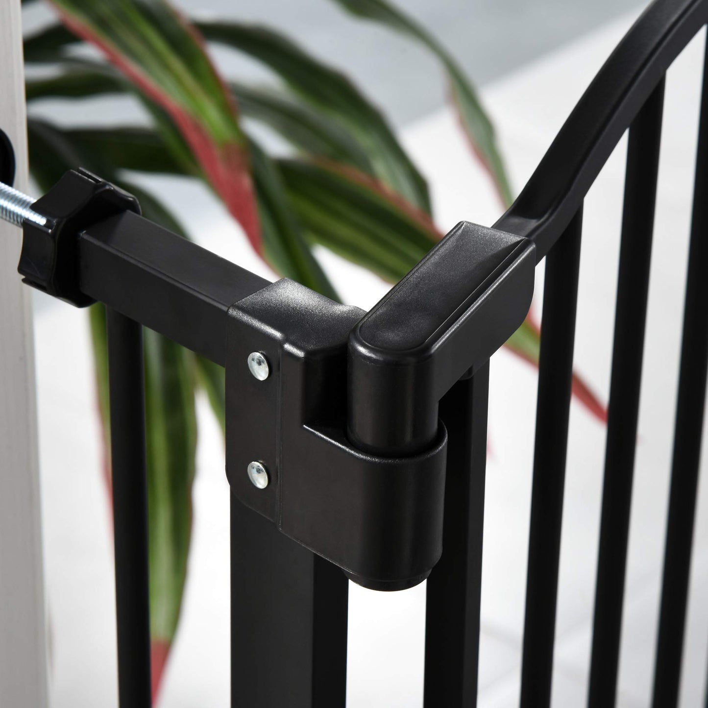 PawHut Adjustable Pet Gate with Double-Locking System - Black