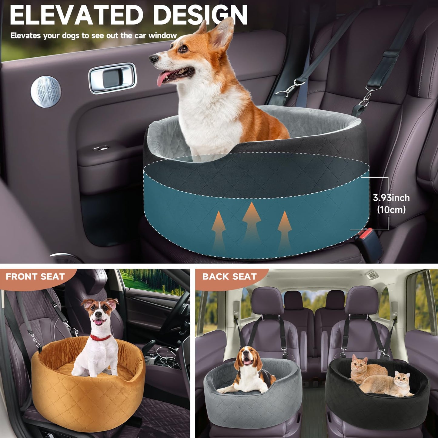 Feporen Dog Car Booster Seat – Travel in Comfort and Style!