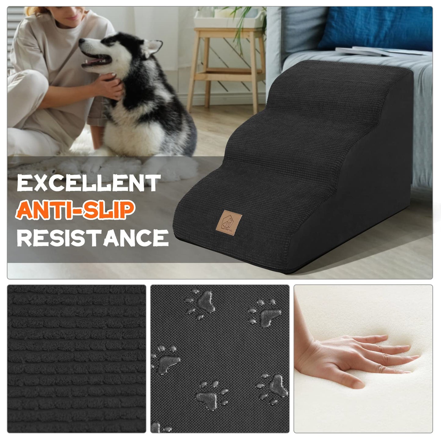 3-Step Dog Stairs – Ideal for Small Dogs and Cats