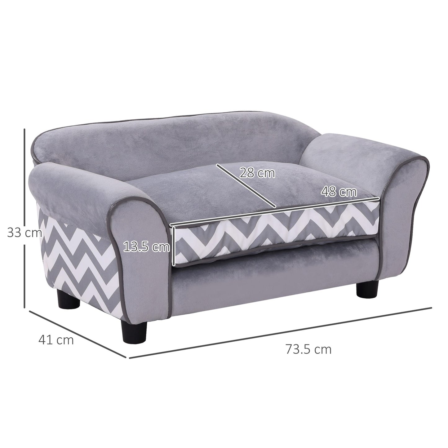 PawHut Plush Pet Couch – Grey