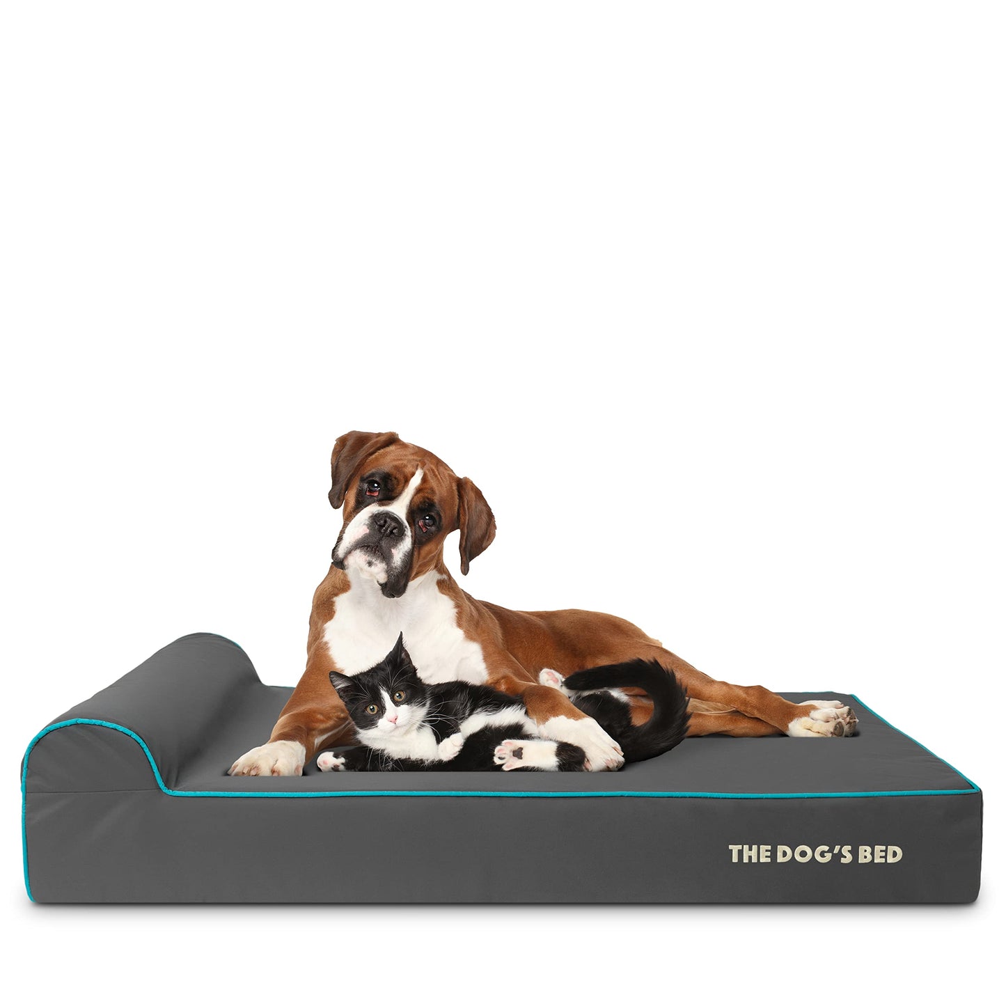 The Dog's Balls Orthopaedic Dog Bed – Grey with Blue Trim