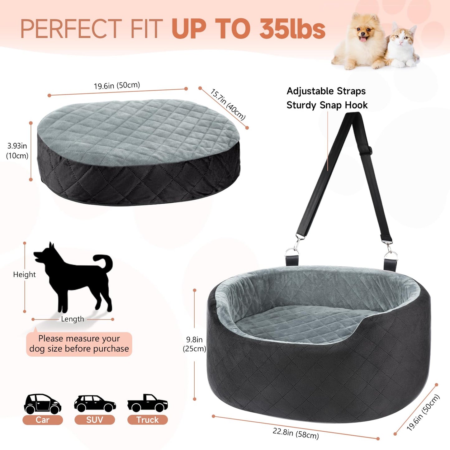 Feporen Dog Car Booster Seat – Travel in Comfort and Style!