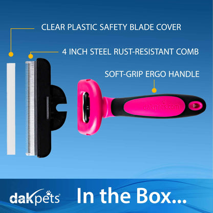 DakPets Deshedding Brush – Pink, Stainless Steel, Effective & Durable