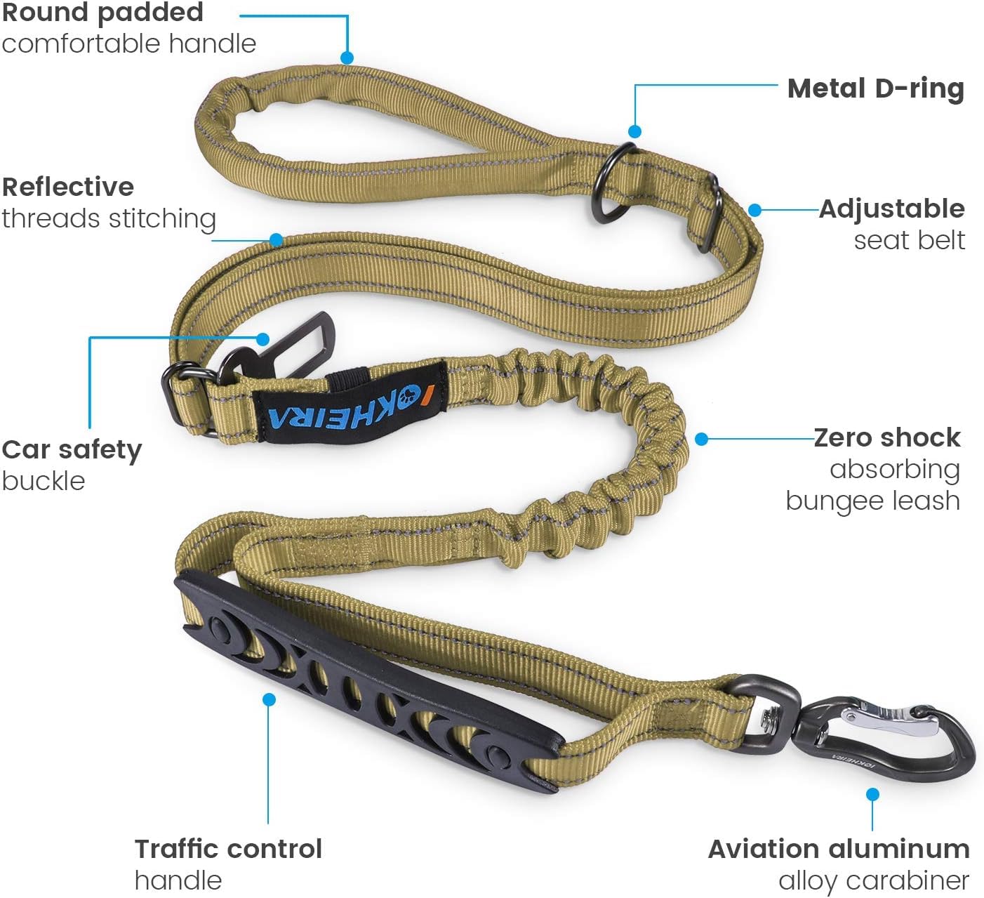 IOKHEIRA Multi-Functional Dog Leash – Brown