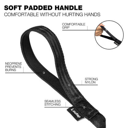 Loutep 10m Dog Training Lead – Black Nylon, Padded Handle