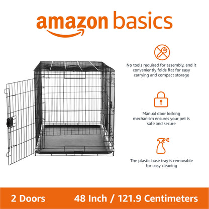 Best Seller Basics Dog Crate - 122 cm Metal Wire with Double Door & Divider