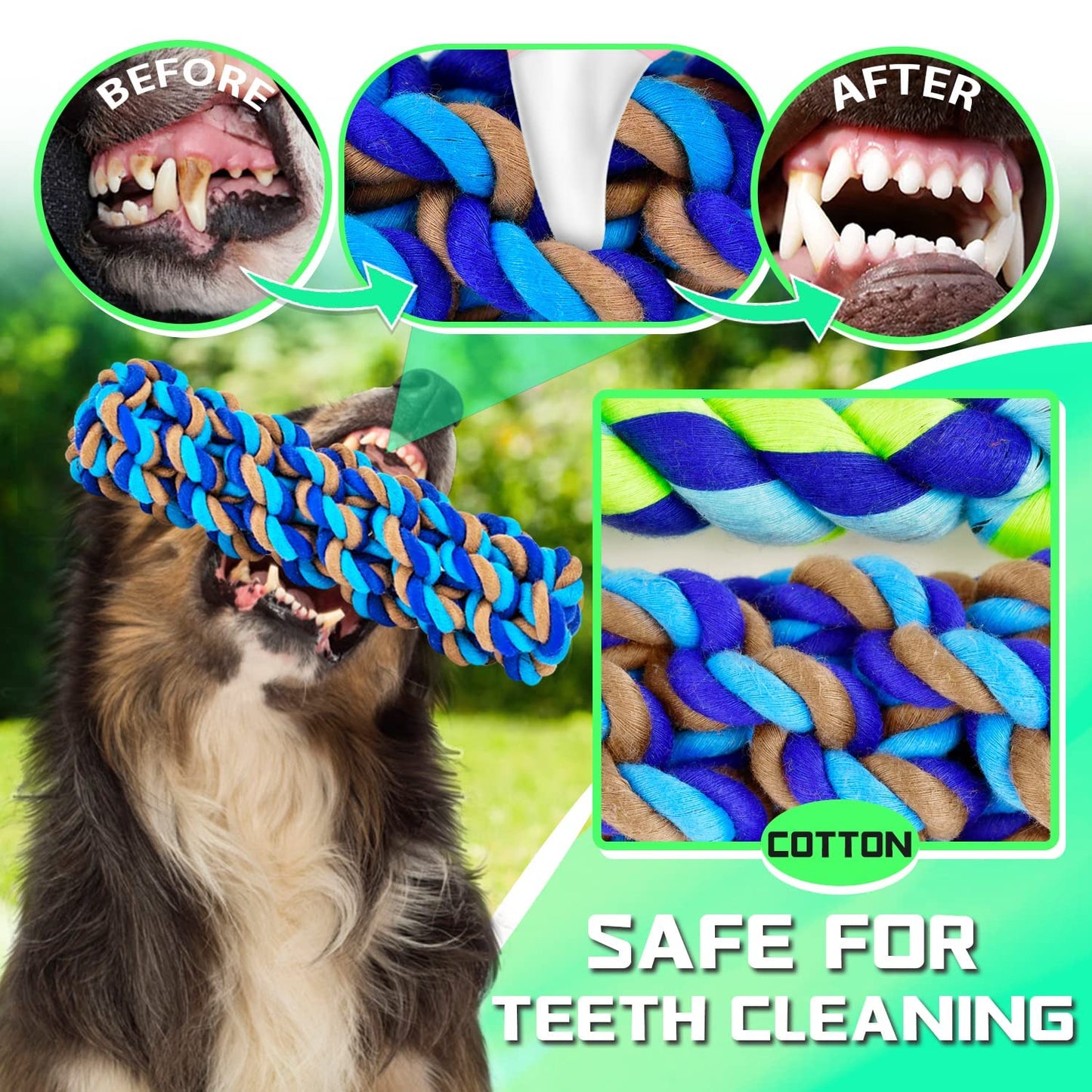 XL Dog Toys for Aggressive Chewers, 14-Pack Durable Rope Chew Toys for Large Breeds & Teething Puppies