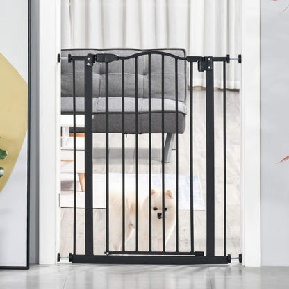 PawHut Adjustable Pet Gate with Double-Locking System - Black