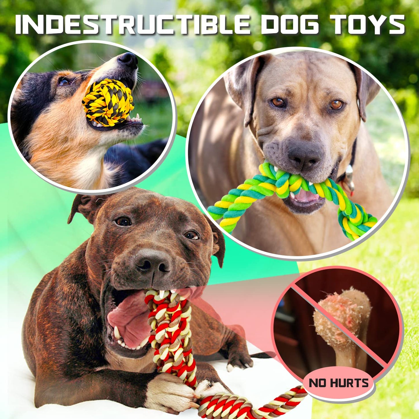 XL Dog Toys for Aggressive Chewers, 14-Pack Durable Rope Chew Toys for Large Breeds & Teething Puppies