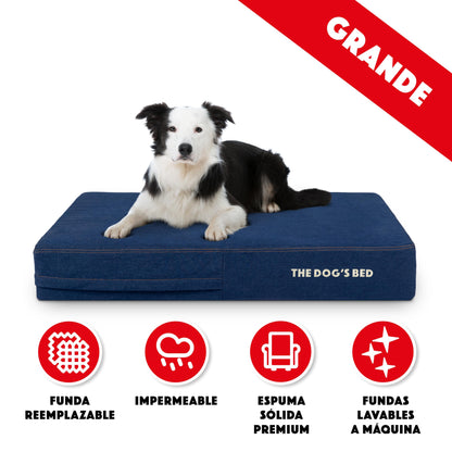 Orthopaedic Dog Bed Large Blue Denim, Waterproof Memory Foam Dog Bed