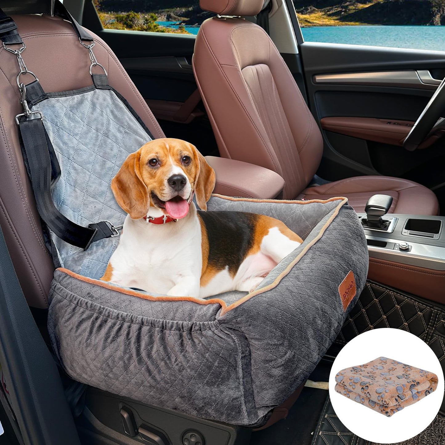 BOCHAO Medium Dog Car Seat – Cozy Travel Bed for Safe and Happy Rides