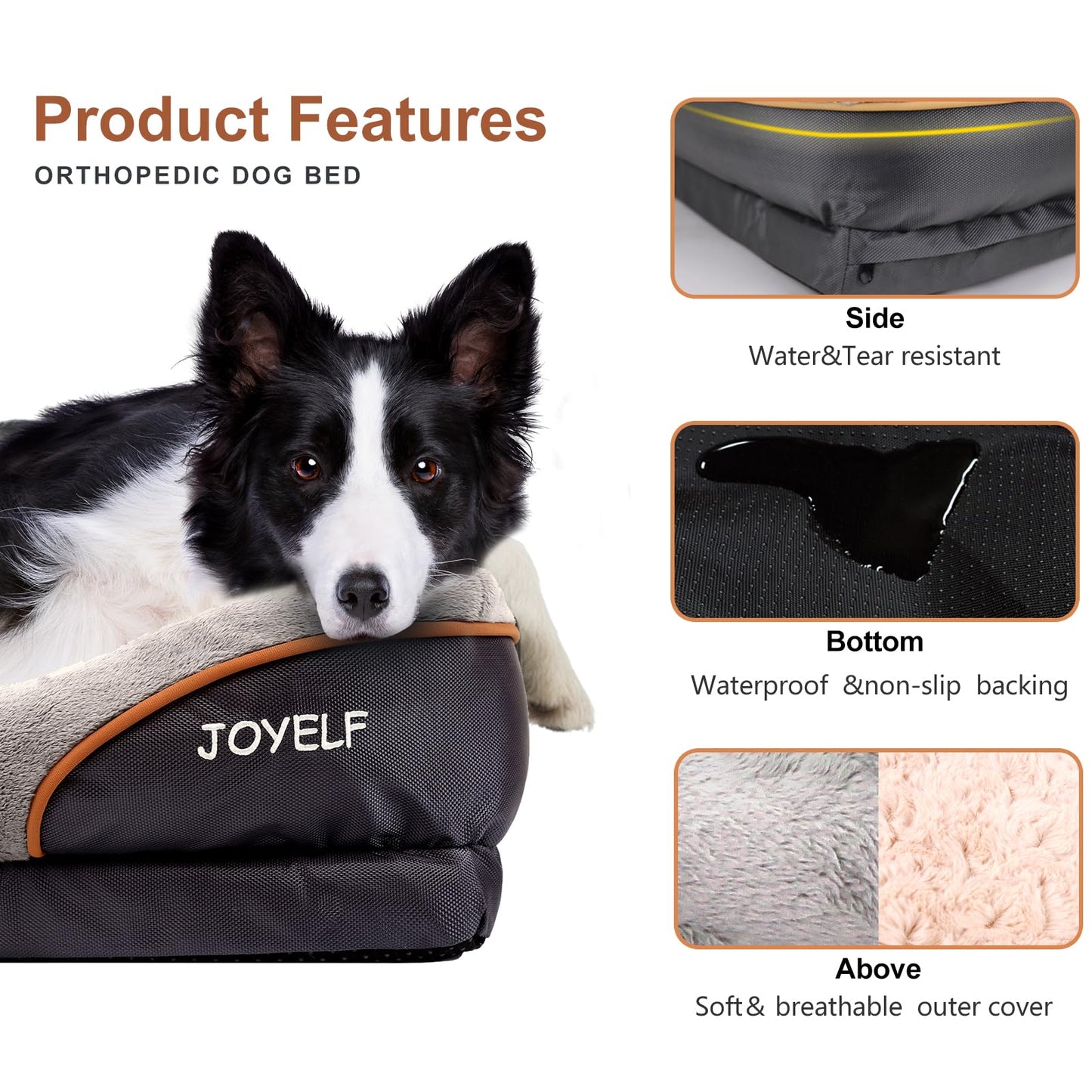 Large Memory Foam Dog Bed, Orthopedic Dog Bed & Sofa with Removable Washable Cover and Squeaker Toys as Gift