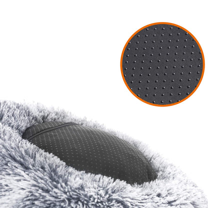 Donut Dog Bed, Fluffy Calming Pet Bed with Removable, Washable Cover, 50 cm, Grey