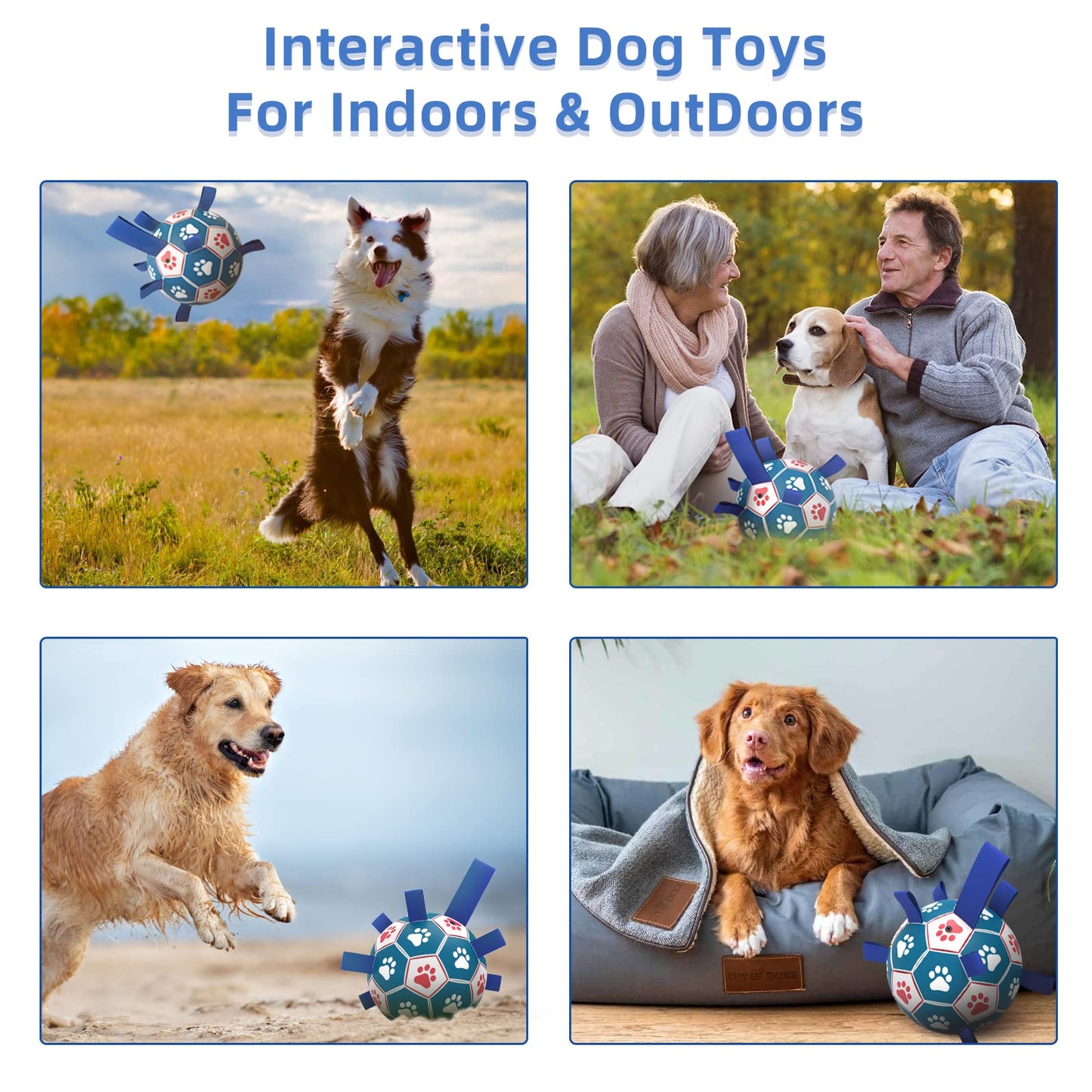 HETOO Interactive Dog Soccer Ball – Blue &amp; White